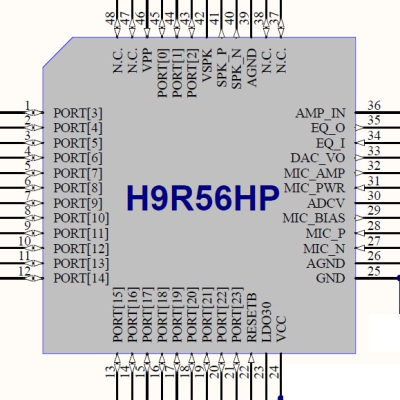 多功能16位元nDSP芯片 智能語(yǔ)音IC 錄音IC H9R56HP-LQFP48
